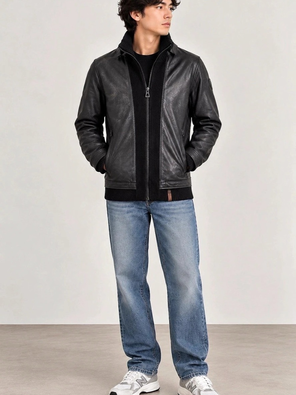 Rudsak Men's Black Leather Bomber Jacket XS